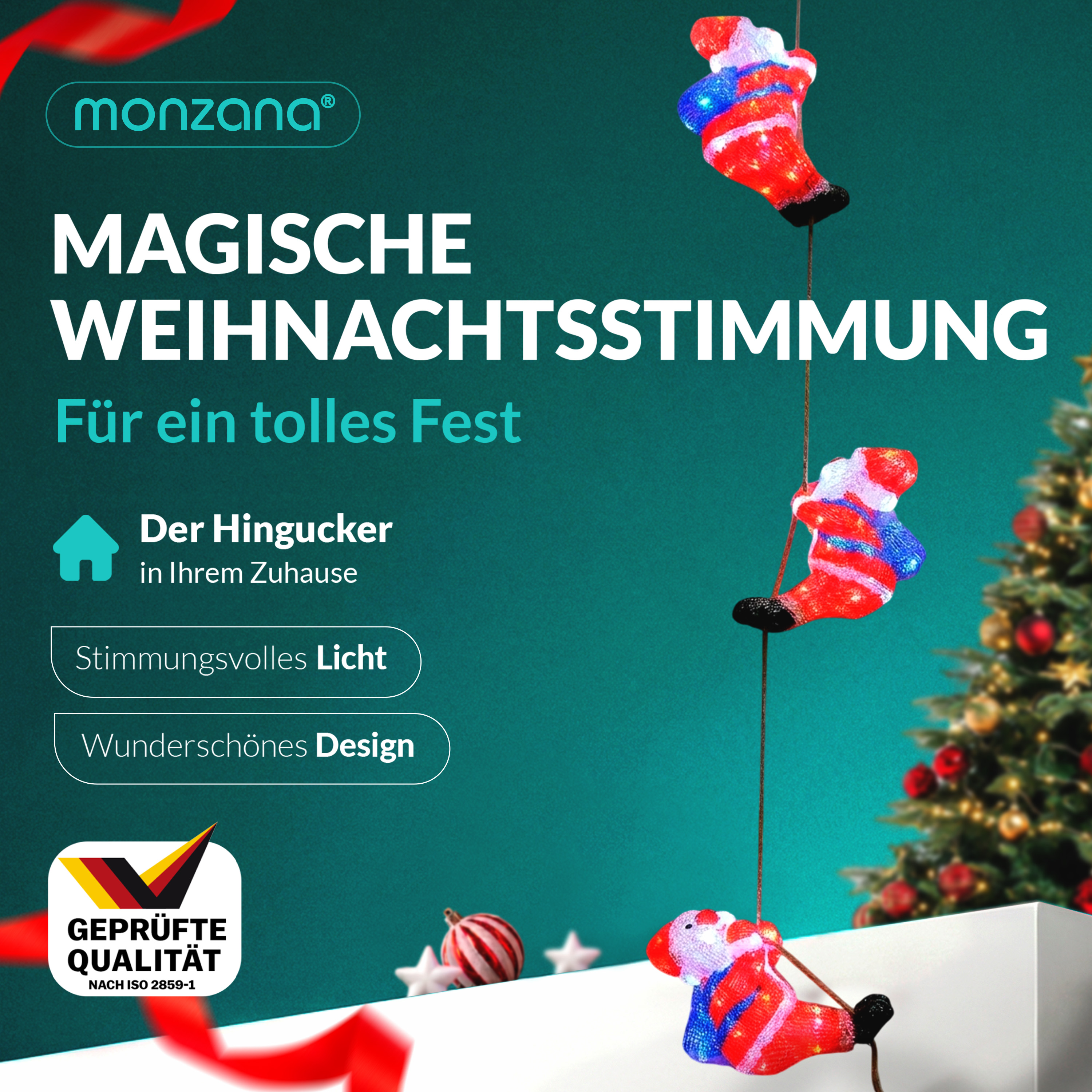 Deuba LED Acryl Figur Weihnachtsmann Trio – Bild 2