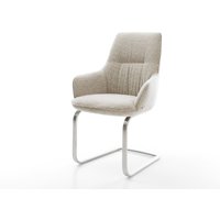 Freischwinger Zelia-Flex mit Armlehnen Webstoff Soft Beige Freischwinger flach Edelstahl Taschenfederkern