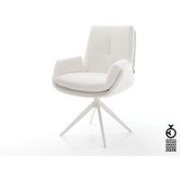Drehstuhl Clea-Flex Bouclé Creme-Weiß Kreuzgestell breit Weiß 360 drehbar Wippfunktion – Bild 2