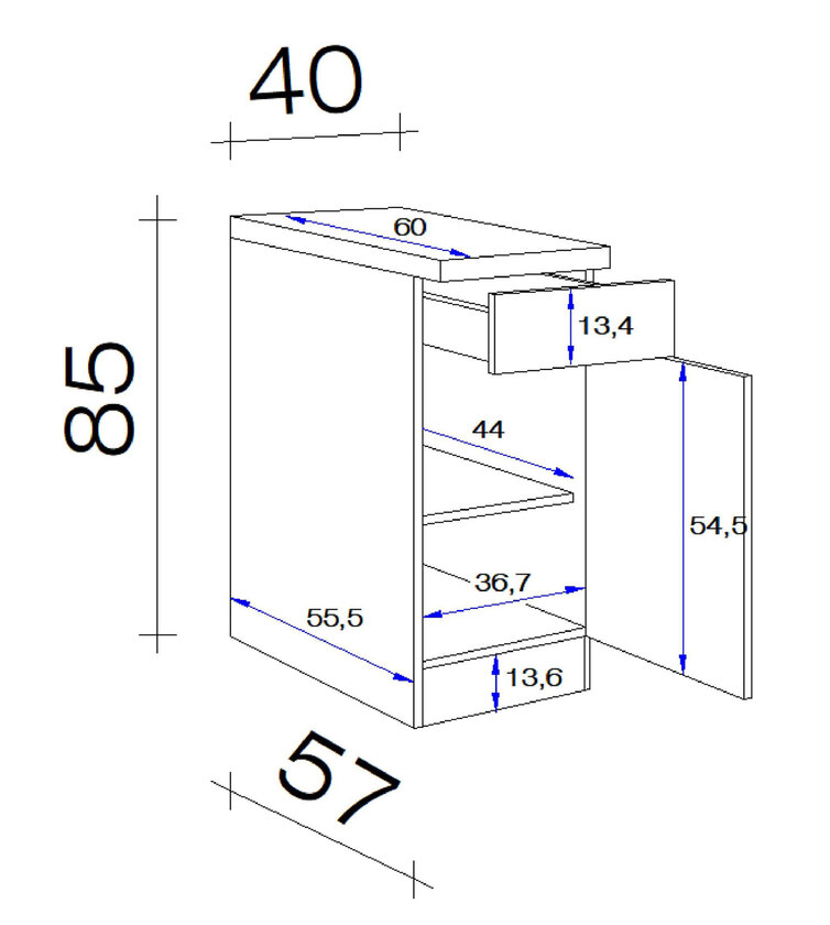 Unterschrank Nano Braun 40 x 85 x 60 cm – Bild 4