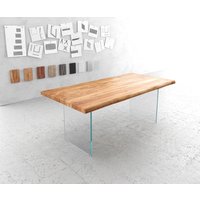 DELIFE Edge Esstisch Akazie Glas