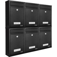 monzana® Briefkasten 6er-Set Schwarz mit je 2 Schlüsseln