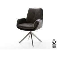 Drehstuhl Clea-Flex Mikrofaser Anthrazit Vintage Kreuzgestell breit Graphit 360 drehbar Wippfunktion