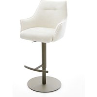 Barstuhl Alja-Flex Bouclé Soft Beige Drehfuß höhenverstellbar Metall Titanfarben Taschenfederkern