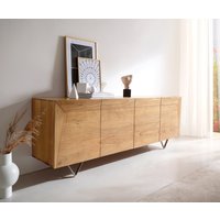 Sideboard Kayu 200x40x70 cm Akazie Natur 4 Türen V-Fuß