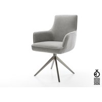 Drehstuhl Heira-Flex mit Armlehnen Strukturstoff Soft Grau Kreuzgestell breit Graphit 360 drehbar Wippfunktion Taschenfederkern – Bild 2