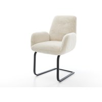 Freischwinger Zoa-Flex Plüsch Creme-Weiß Freischwinger flach Schwarz Taschenfederkern