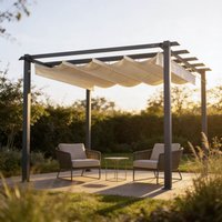 Pavillon mit Stoffdach SANTORA Creme - 300 x 300 cm