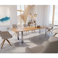 DELIFE Edge Esstisch Eiche Edelstahl