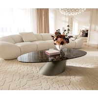 Couchtisch Edge Oval 140x75 cm Keramik Emperador Extra Lucidato Dunkelbraun Conis Metall Effektfinish Titan – Bild 2