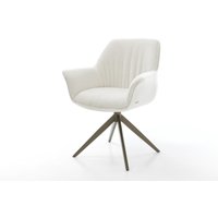 Drehstuhl Keila-Flex mit Armlehnen Bouclé Soft Beige Kreuzgestell breit Effektfinish Titan 360 drehbar Wippfunktion