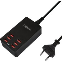 LogiLink USB-Tisch-Ladegerät, 6-Port, 32 Watt, schwarz