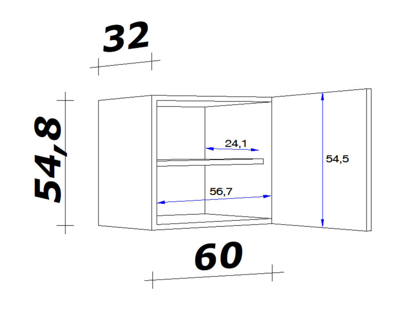 Hängeschrank Valero Weiß/Braun 60 x 54 x 32 cm – Bild 2