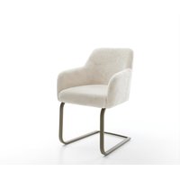 Freischwinger Greg-Flex Plüsch Creme-Weiß Freischwinger flach Effektfinish Titan Taschenfederkern