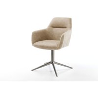 Drehstuhl Pejo-Flex Mikrofaser Beige Vintage Fußkreuz Graphit 360 drehbar Wippfunktion Taschenfederkern