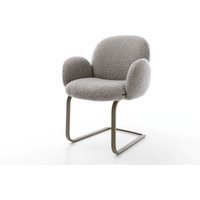 Freischwinger Nube-Flex mit Armlehnen Bouclé Silbergrau Freischwinger flach Effektfinish Titan Taschenfederkern – Bild 2