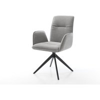 Drehstuhl Vinja-Flex Strukturstoff Soft Grau Kreuzgestell breit Schwarz 360 drehbar Wippfunktion
