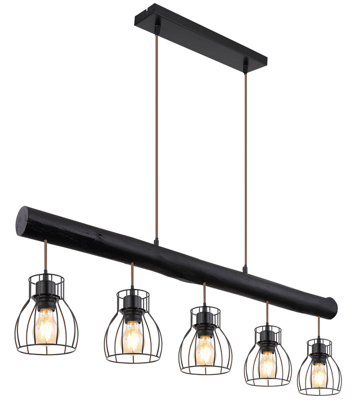 MINA Pendellampe schwarz 15326-5NB, B/H/T: 104 x 140 x 13,6 cm, Metall, Holz – Bild 3
