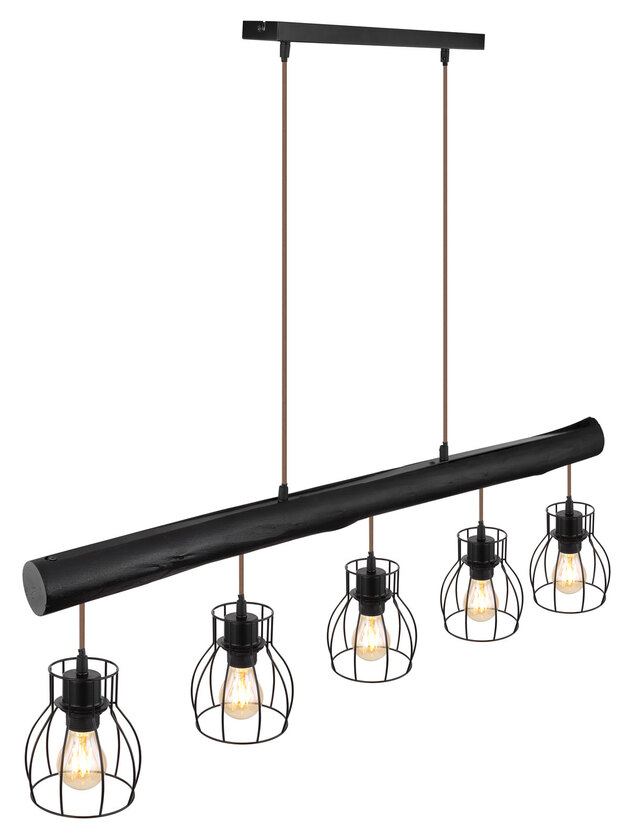 MINA Pendellampe schwarz 15326-5NB, B/H/T: 104 x 140 x 13,6 cm, Metall, Holz – Bild 4