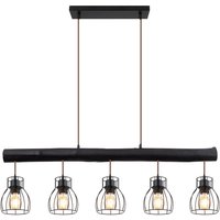 MINA Pendellampe schwarz 15326-5NB, B/H/T: 104 x 140 x 13,6 cm, Metall, Holz