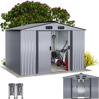 Gardebruk® Geräteschuppen Grau-Metallic 260x205x180cm verzinkt wetterfest mit Fundament und Haken