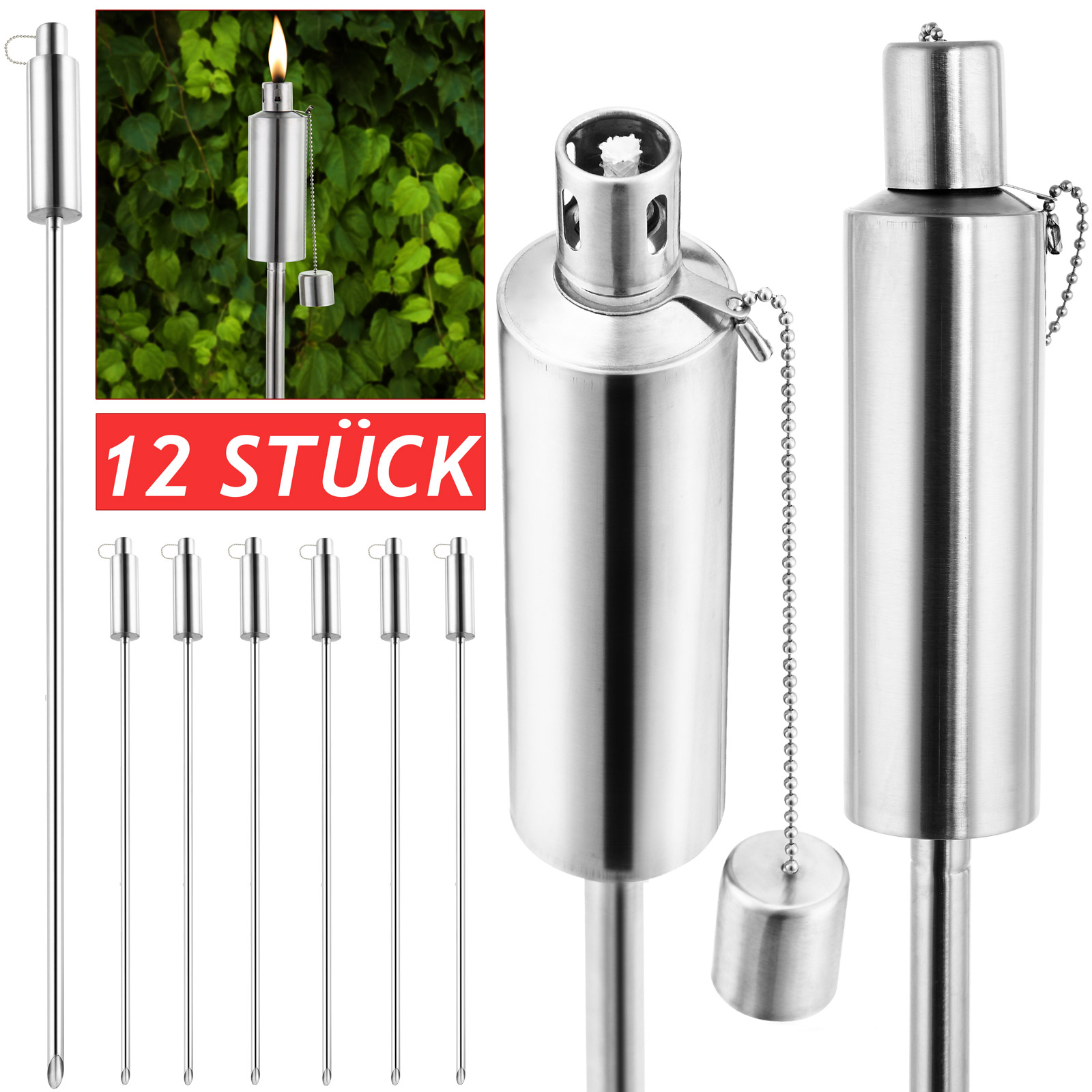Gardebruk Öl-Fackel 12er-Set Edelstahl 115cm – Bild 3
