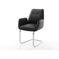 Freischwinger Zoa-Flex Echt-Leder Schwarz Freischwinger flach Edelstahl Taschenfederkern