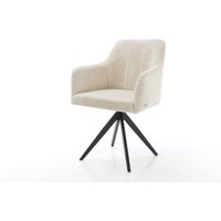 Esszimmerstuhl Greg-Flex Cord Beige Kreuzgestell kantig Schwarz Taschenfederkern