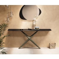 Konsolentisch Edge Boot 180x40 cm Keramik Laminam Noir Desir Braun Estelo Metall Effektfinish Titan