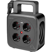 LogiLink Kabeltrommel, 4-fach 2x USB, Kabel: 5 m, schwarz
