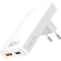 LogiLink USB-Steckdosenadapter, USB-A & USB-C, 65 Watt, weiß