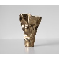 Vase Mimoro B28 x T24 x H38 cm Aluminium Champagner Ivory Handgemacht