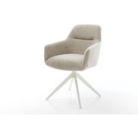 Drehstuhl Pejo-Flex Webstoff Soft Beige Kreuzgestell breit Weiß 360 drehbar Wippfunktion Taschenfederkern