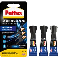 Pattex Sekundenkleber Ultra Gel MINI TRIO, 3 Tuben à 1 g – Bild 2