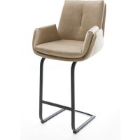 Barstuhl Clea-Flex Mikrofaser Beige Vintage Freischwinger Flach Metall Schwarz