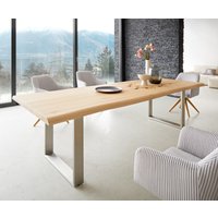 DELIFE Edge Esstisch Eiche Edelstahl