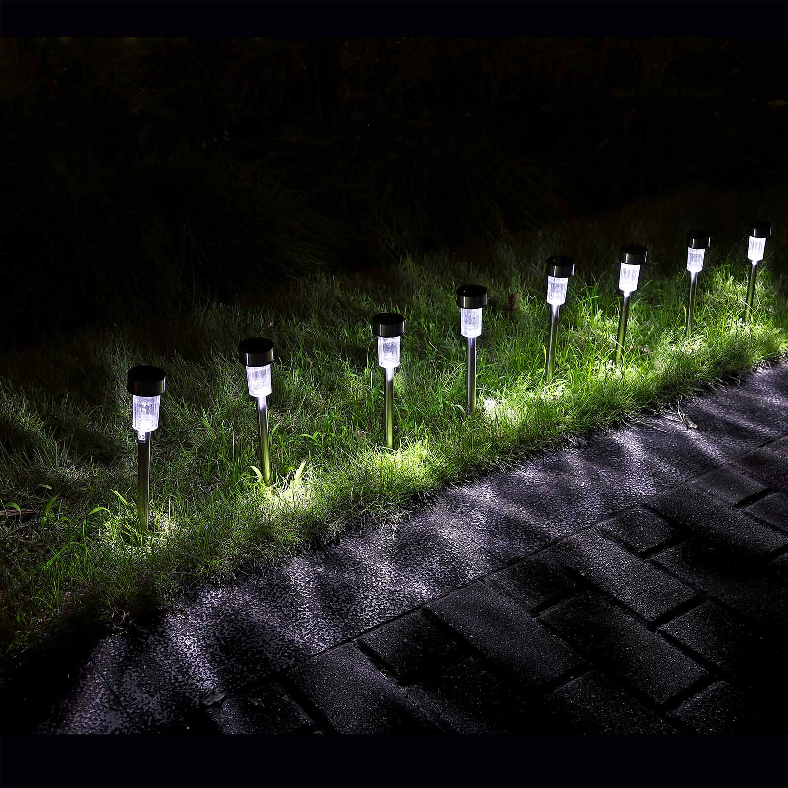 monzana LED Solarleuchte 16er-Set Edelstahl – Bild 3