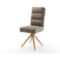 Esszimmerstuhl Pela-Flex Mikrofaser Taupe Vintage Holzgestell kantig Natur 360 drehbar Taschenfederkern – Bild 2