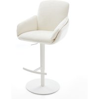 Barstuhl Luan-Flex Bouclé Soft Beige Drehfuß höhenverstellbar Metall Weiß