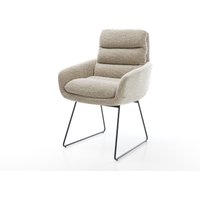 Esszimmerstuhl Abelia-Flex mit Armlehnen Webstoff Soft Beige Kufengestell Schwarz – Bild 2