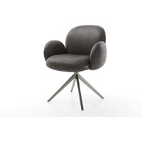 Drehstuhl Nube-Flex mit Armlehnen Mikrofaser Anthrazit Vintage Kreuzgestell breit Graphit 360 drehbar Wippfunktion Taschenfederkern