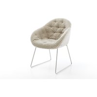 Esszimmerstuhl Gaio-Flex Webstoff Soft Beige Kufengestell Edelstahl