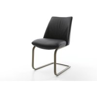 Freischwinger Elso-Flex Echt-Leder Schwarz Freischwinger flach Effektfinish Titan Taschenfederkern
