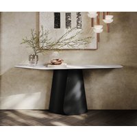Konsolentisch Edge Polygonal 180x50 cm Keramik Laminam Statuarietto Weiß Livos Metall Schwarz