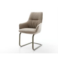 Freischwinger Zelia-Flex mit Armlehnen Bouclé Schlamm Freischwinger flach Effektfinish Titan Taschenfederkern