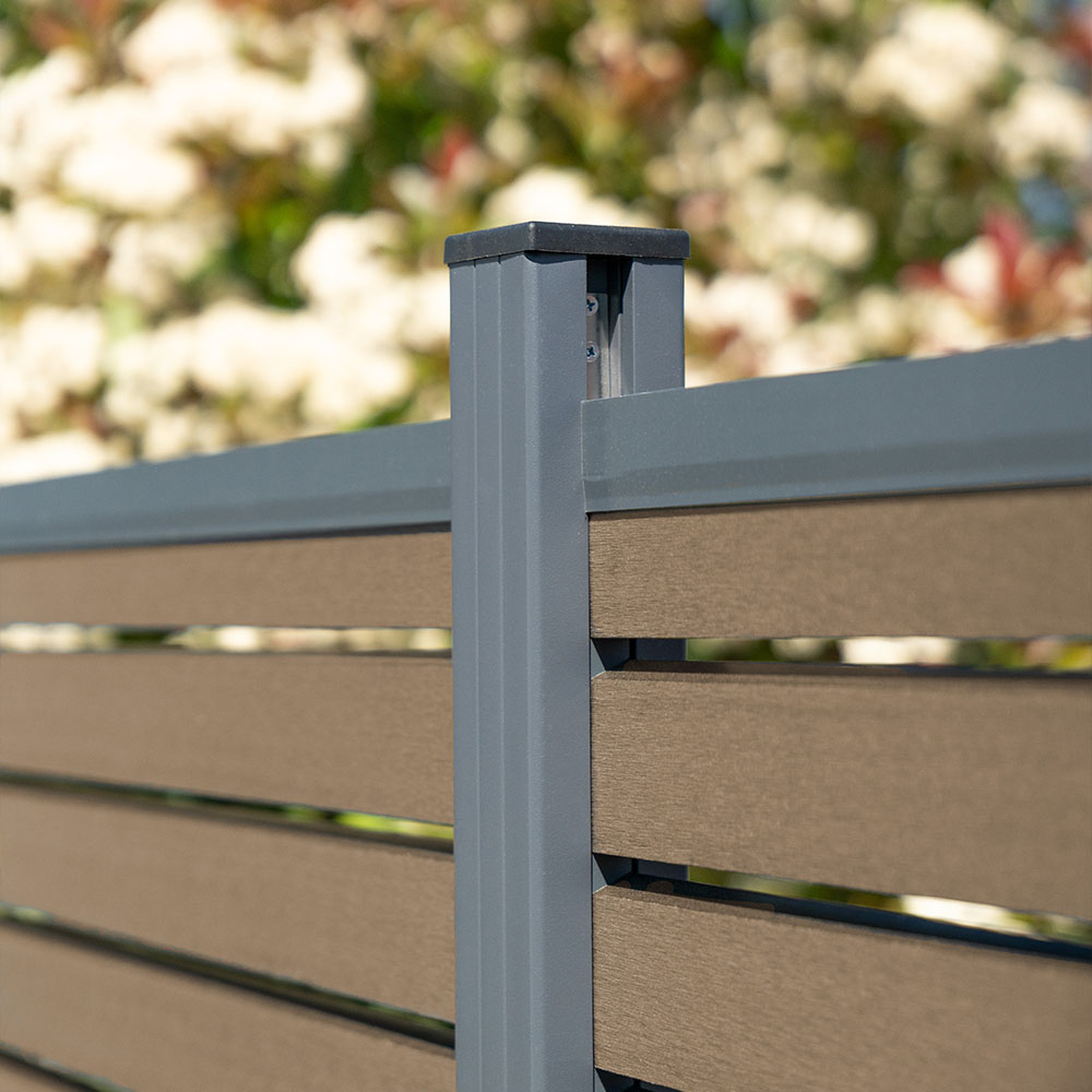 WPC Sichtschutzzaun ALIRA Teak - 2 x Element 3 x Pfosten – Bild 6
