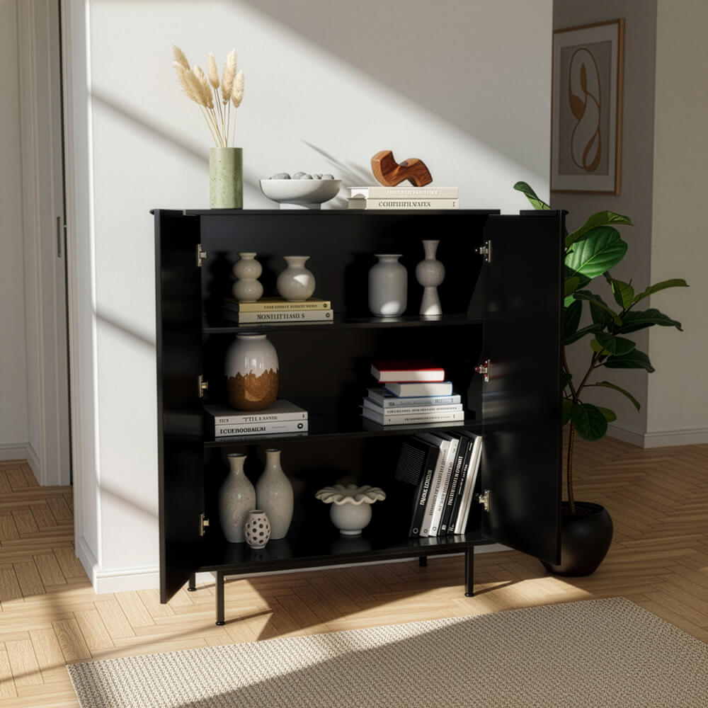 Sideboard NYLA Schwarz - 115 x 90 cm – Bild 4