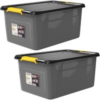 monzana Aufbewahrungsbox 2er-Set Grau/Anthrazit 58x39x25cm stapelbar