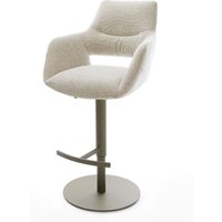 Barstuhl Yago-Flex Webstoff Soft Beige Drehfuß höhenverstellbar Metall Titanfarben Taschenfederkern – Bild 2