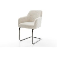 Freischwinger Greg-Flex Plüsch Creme-Weiß Freischwinger flach Graphit Taschenfederkern